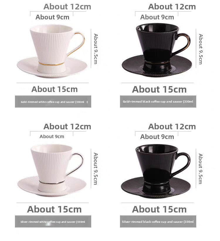 Retro Stripe Ceramic Coffee Set Featuring Classic Design And Durable Material