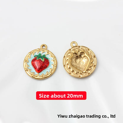 Sweet Style Jewelry Accessories Featuring Fruit Pattern In Golden Titanium Steel