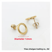 Titanium Steel Plated 18K Gold Hoop Earrings, 1 Piece