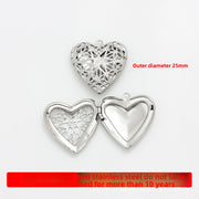 Titanium Steel Hollow Heart Photo Box, 1 Piece