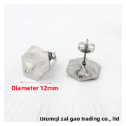 Titanium Steel Hexagonal Stud Earrings, 1 Piece