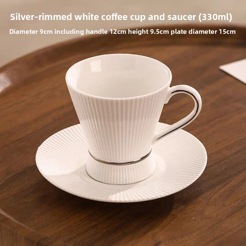 Retro Stripe Ceramic Coffee Set Featuring Classic Design And Durable Material