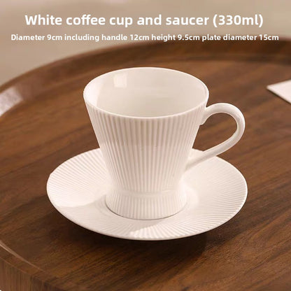 Retro Stripe Ceramic Coffee Set Featuring Classic Design And Durable Material