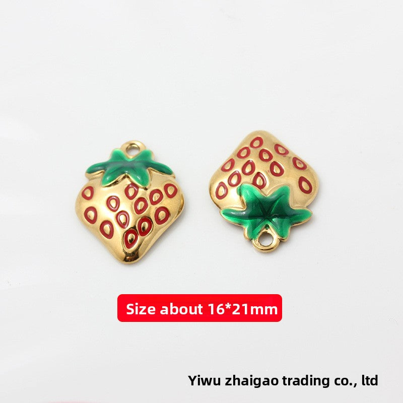 Sweet Style Jewelry Accessories Featuring Fruit Pattern In Golden Titanium Steel
