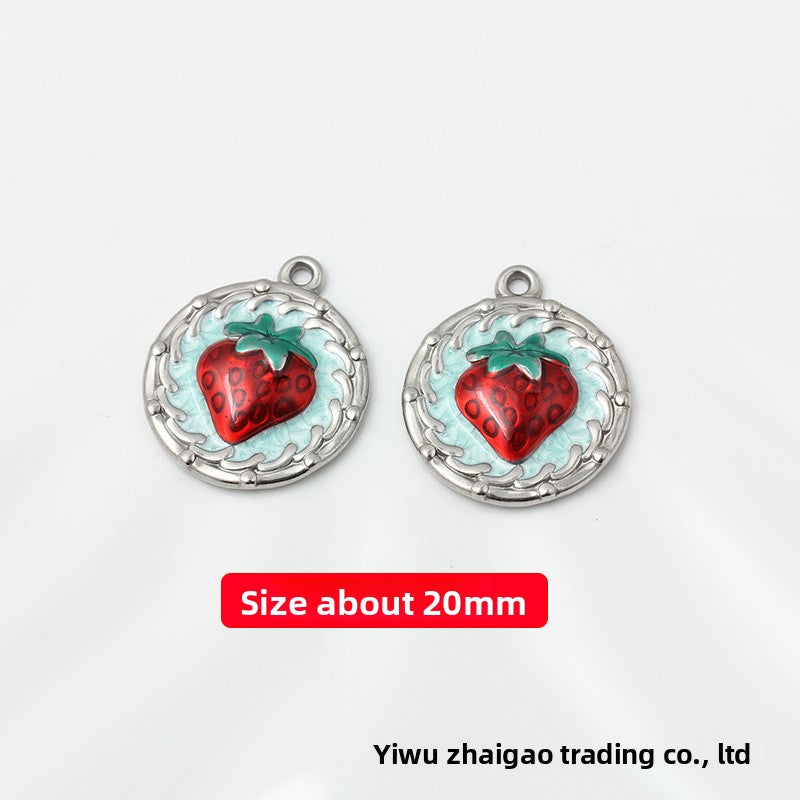 Sweet Style Jewelry Accessories Featuring Fruit Pattern In Golden Titanium Steel