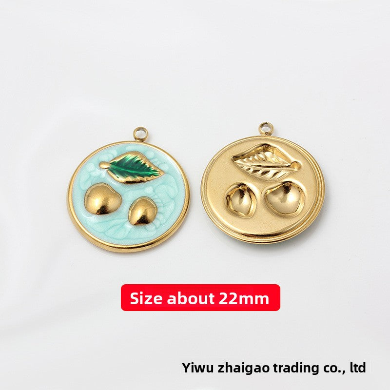 Sweet Style Jewelry Accessories Featuring Fruit Pattern In Golden Titanium Steel