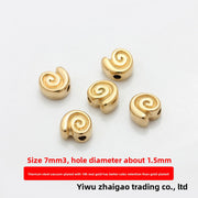 18K Gold Titanium Steel Snail Bead, 1 Piece