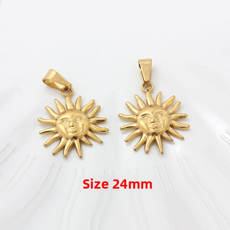 Sun Pattern Jewelry Accessory In Golden, PVD Coated With 18K Real Gold Plated Titanium Steel