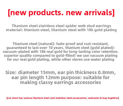 Spider Web Jewelry Accessory In 18K Real Gold Plated Titanium Steel, Golden Finish