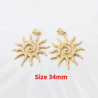 Sun Pattern Jewelry Accessory In Golden, PVD Coated With 18K Real Gold Plated Titanium Steel