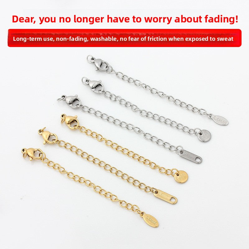 Original Design Round Extension Chain In Golden Titanium Steel With PVD Coated Finish, 1 Piece Jewelry Accessory