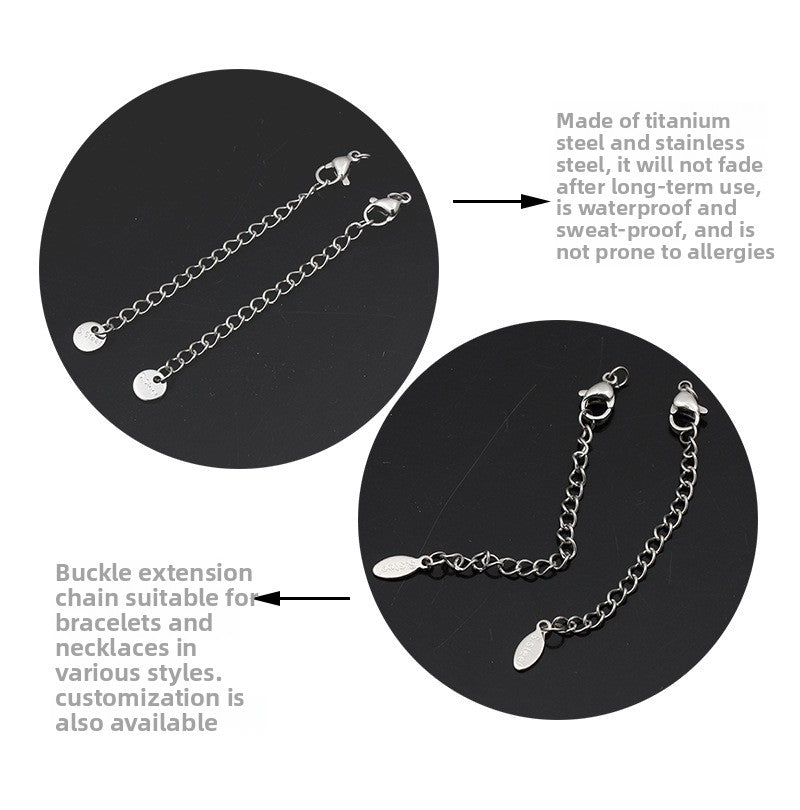 Original Design Round Extension Chain In Golden Titanium Steel With PVD Coated Finish, 1 Piece Jewelry Accessory