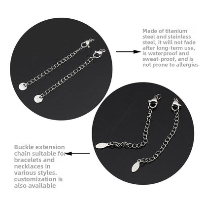 Original Design Round Extension Chain In Golden Titanium Steel With PVD Coated Finish, 1 Piece Jewelry Accessory