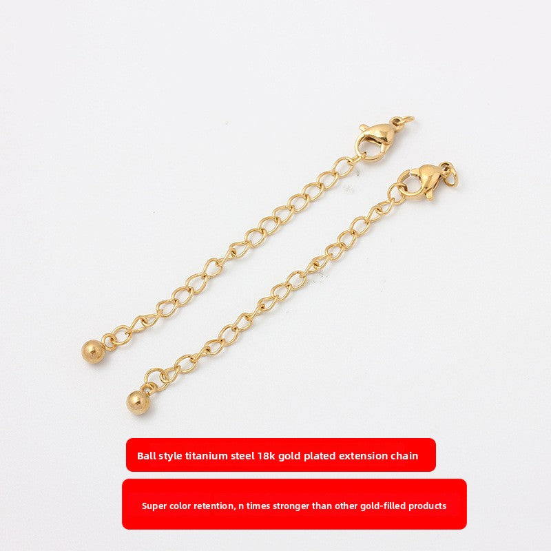 Original Design Round Extension Chain In Golden Titanium Steel With PVD Coated Finish, 1 Piece Jewelry Accessory