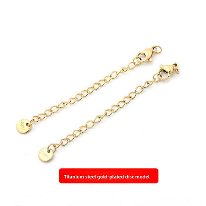 Original Design Round Extension Chain In Golden Titanium Steel With PVD Coated Finish, 1 Piece Jewelry Accessory