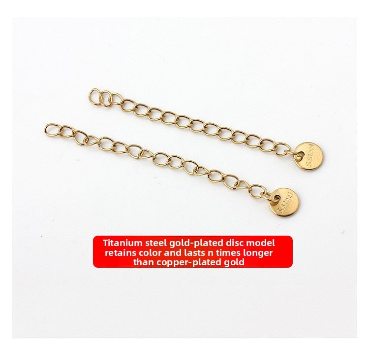 Original Design Round Extension Chain In Golden Titanium Steel With PVD Coated Finish, 1 Piece Jewelry Accessory