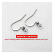 Titanium Steel Beaded Flat Ear Hook, 1 Piece