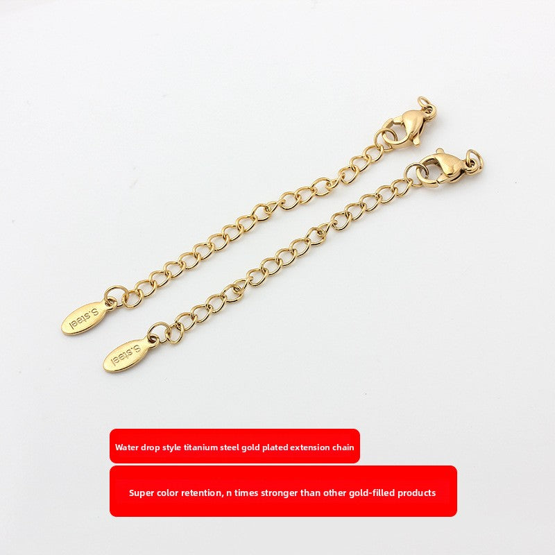 Original Design Round Extension Chain In Golden Titanium Steel With PVD Coated Finish, 1 Piece Jewelry Accessory