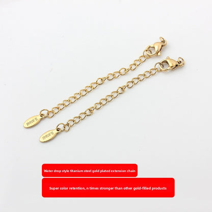 Original Design Round Extension Chain In Golden Titanium Steel With PVD Coated Finish, 1 Piece Jewelry Accessory