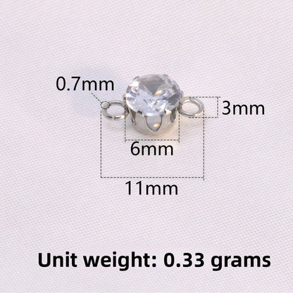 Round Jewelry Accessory In 304 Stainless Steel With White Zircon Inlay, Diameter 6 Mm