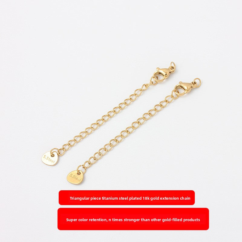 Original Design Round Extension Chain In Golden Titanium Steel With PVD Coated Finish, 1 Piece Jewelry Accessory