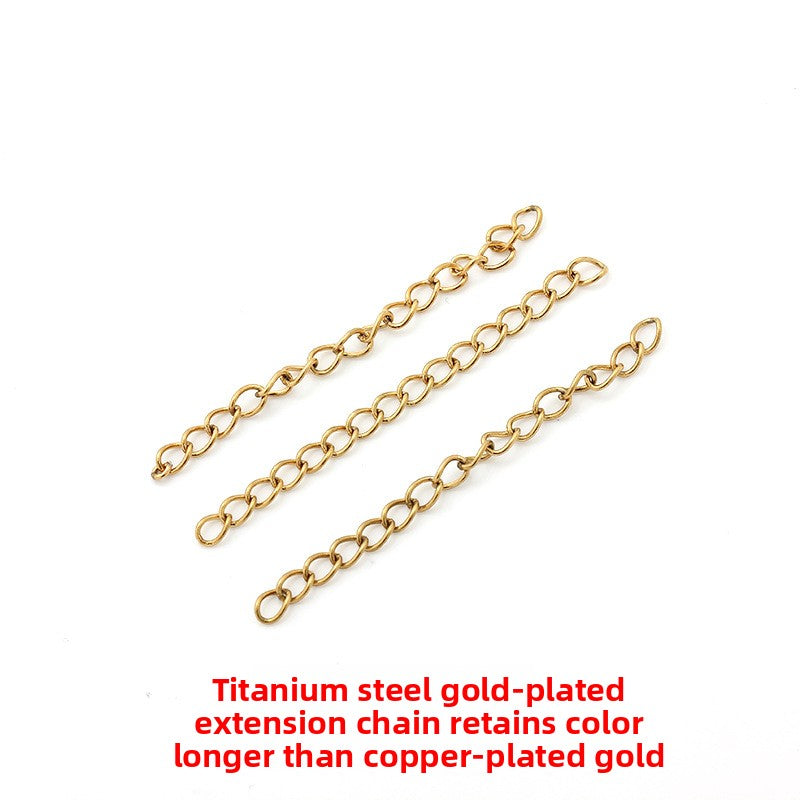 Original Design Round Extension Chain In Golden Titanium Steel With PVD Coated Finish, 1 Piece Jewelry Accessory