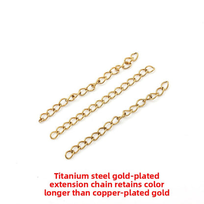 Original Design Round Extension Chain In Golden Titanium Steel With PVD Coated Finish, 1 Piece Jewelry Accessory