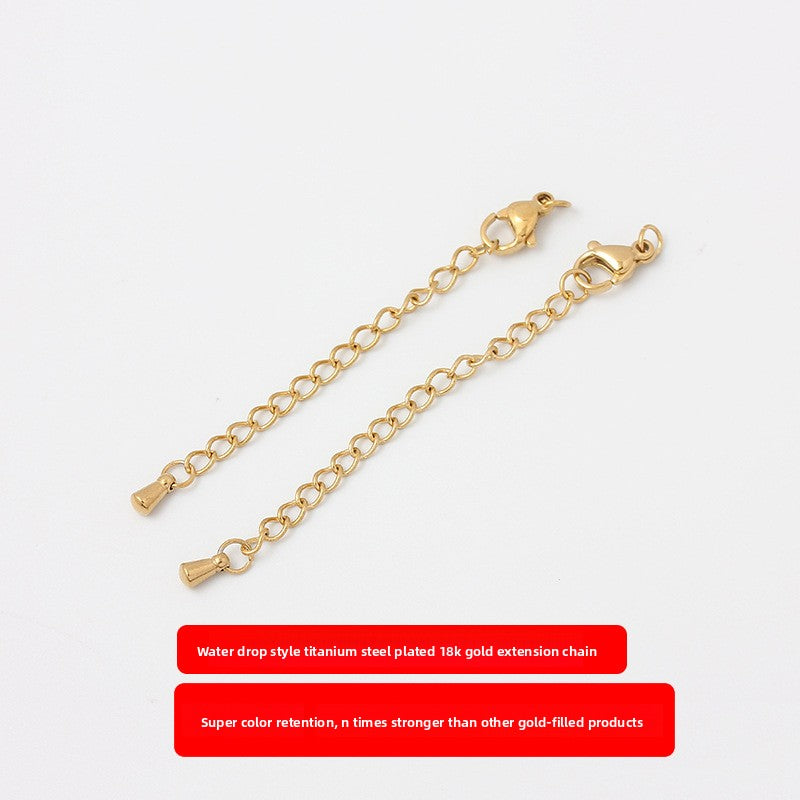 Original Design Round Extension Chain In Golden Titanium Steel With PVD Coated Finish, 1 Piece Jewelry Accessory
