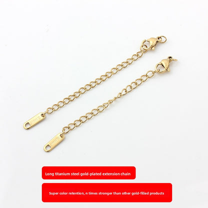 Original Design Round Extension Chain In Golden Titanium Steel With PVD Coated Finish, 1 Piece Jewelry Accessory