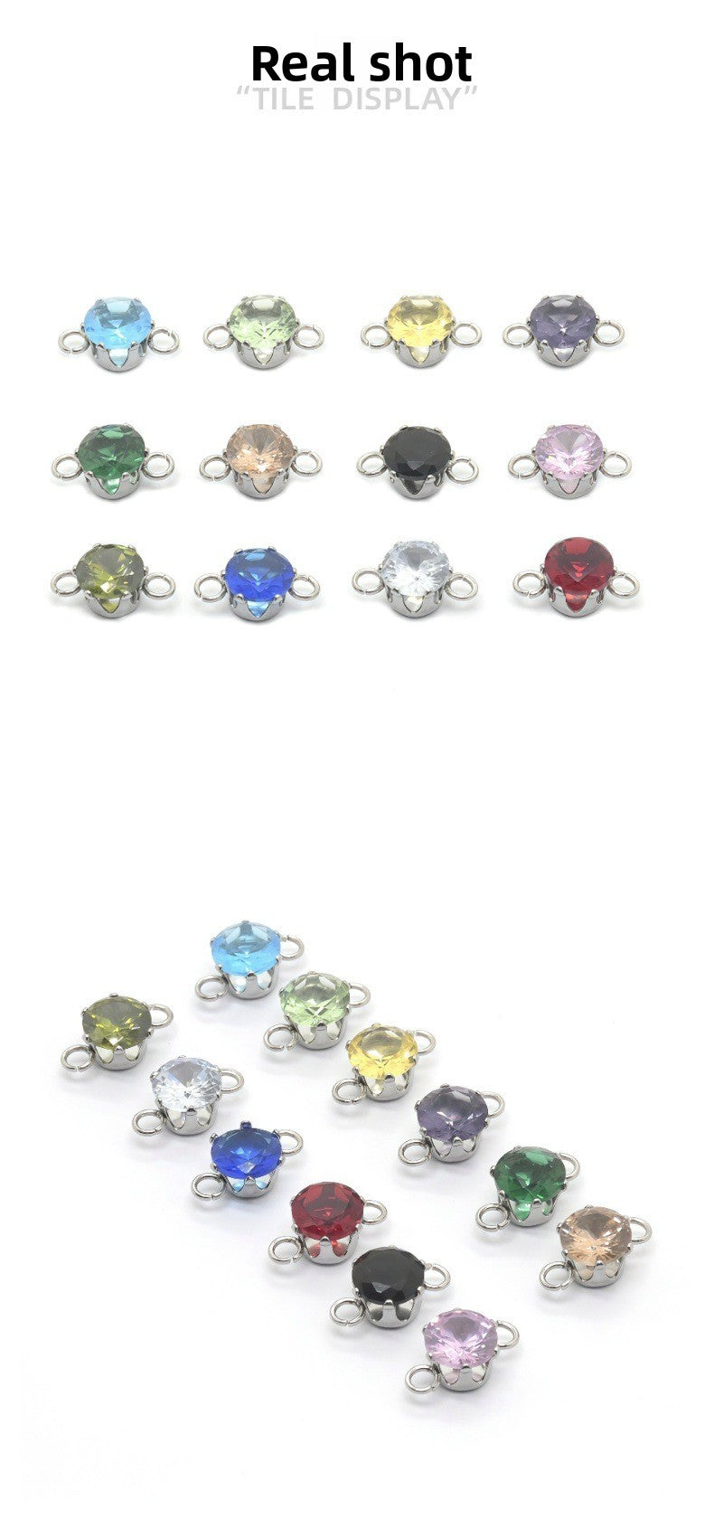 Round Jewelry Accessory In 304 Stainless Steel With White Zircon Inlay, Diameter 6 Mm