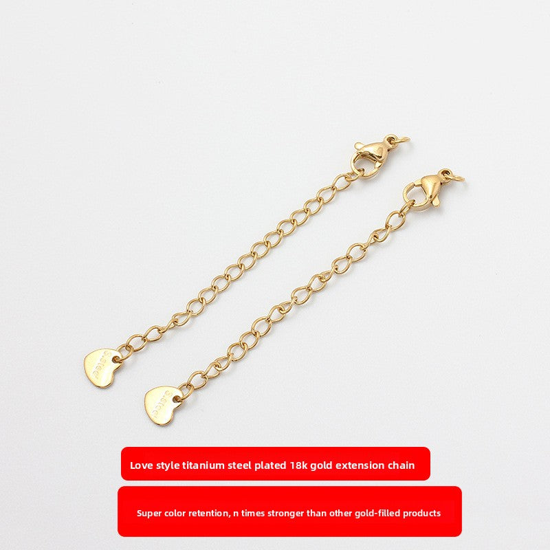 Original Design Round Extension Chain In Golden Titanium Steel With PVD Coated Finish, 1 Piece Jewelry Accessory