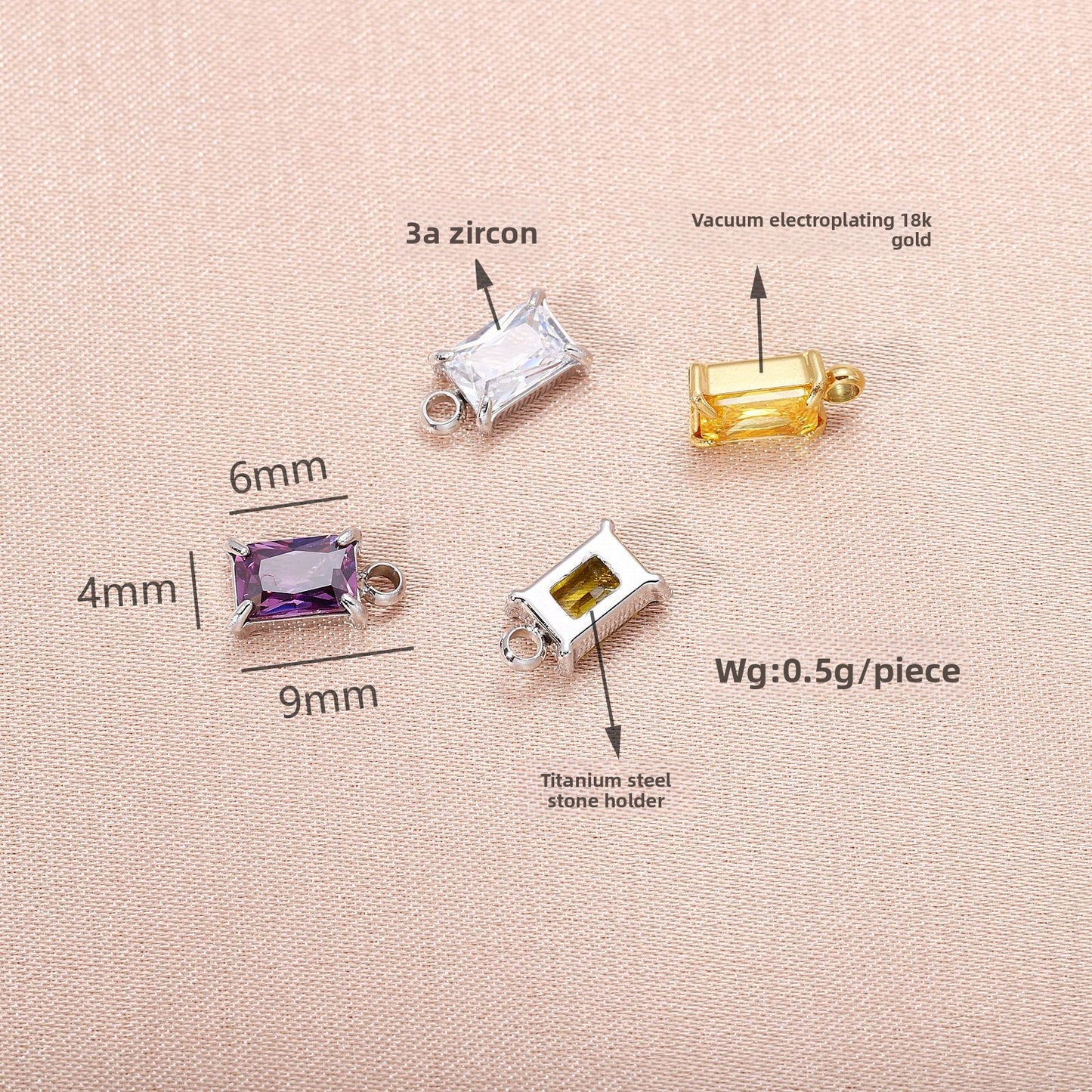Elegant Rectangle Love Charms Jewelry Accessories In Golden 316L Stainless Steel