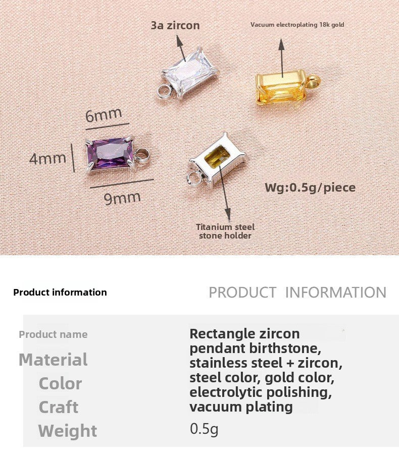 Elegant Rectangle Love Charms Jewelry Accessories In Golden 316L Stainless Steel