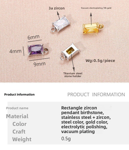 Elegant Rectangle Love Charms Jewelry Accessories In Golden 316L Stainless Steel