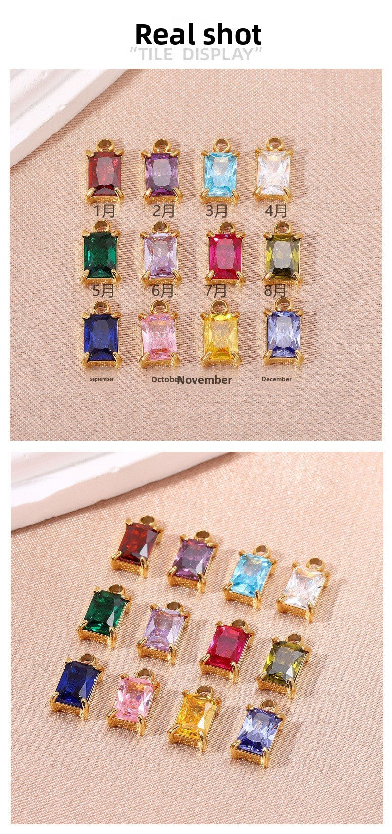 Elegant Rectangle Love Charms Jewelry Accessories In Golden 316L Stainless Steel