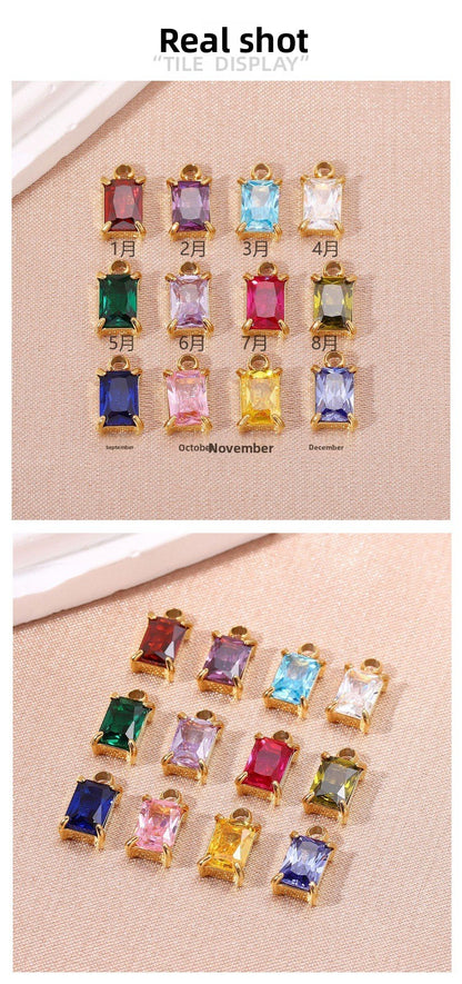 Elegant Rectangle Love Charms Jewelry Accessories In Golden 316L Stainless Steel