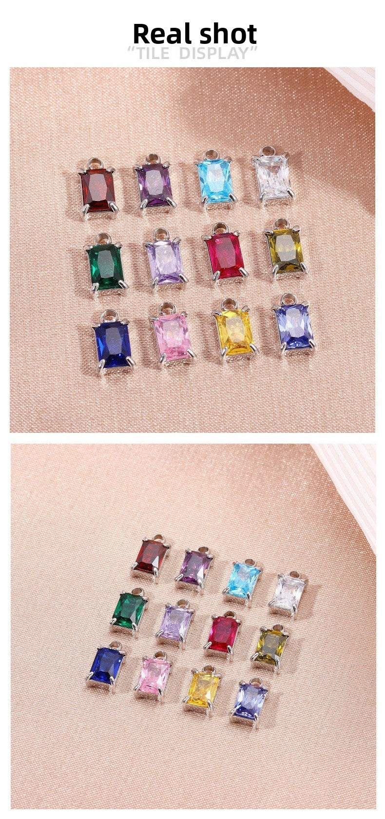 Elegant Rectangle Love Charms Jewelry Accessories In Golden 316L Stainless Steel
