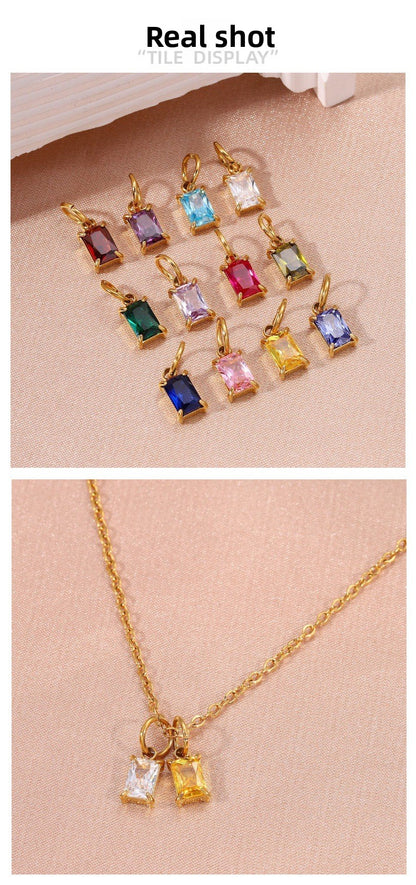 Elegant Rectangle Love Charms Jewelry Accessories In Golden 316L Stainless Steel