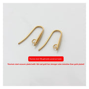 18K Gold Titanium Steel Wide Edge Curved Ear Hook, 1 Piece