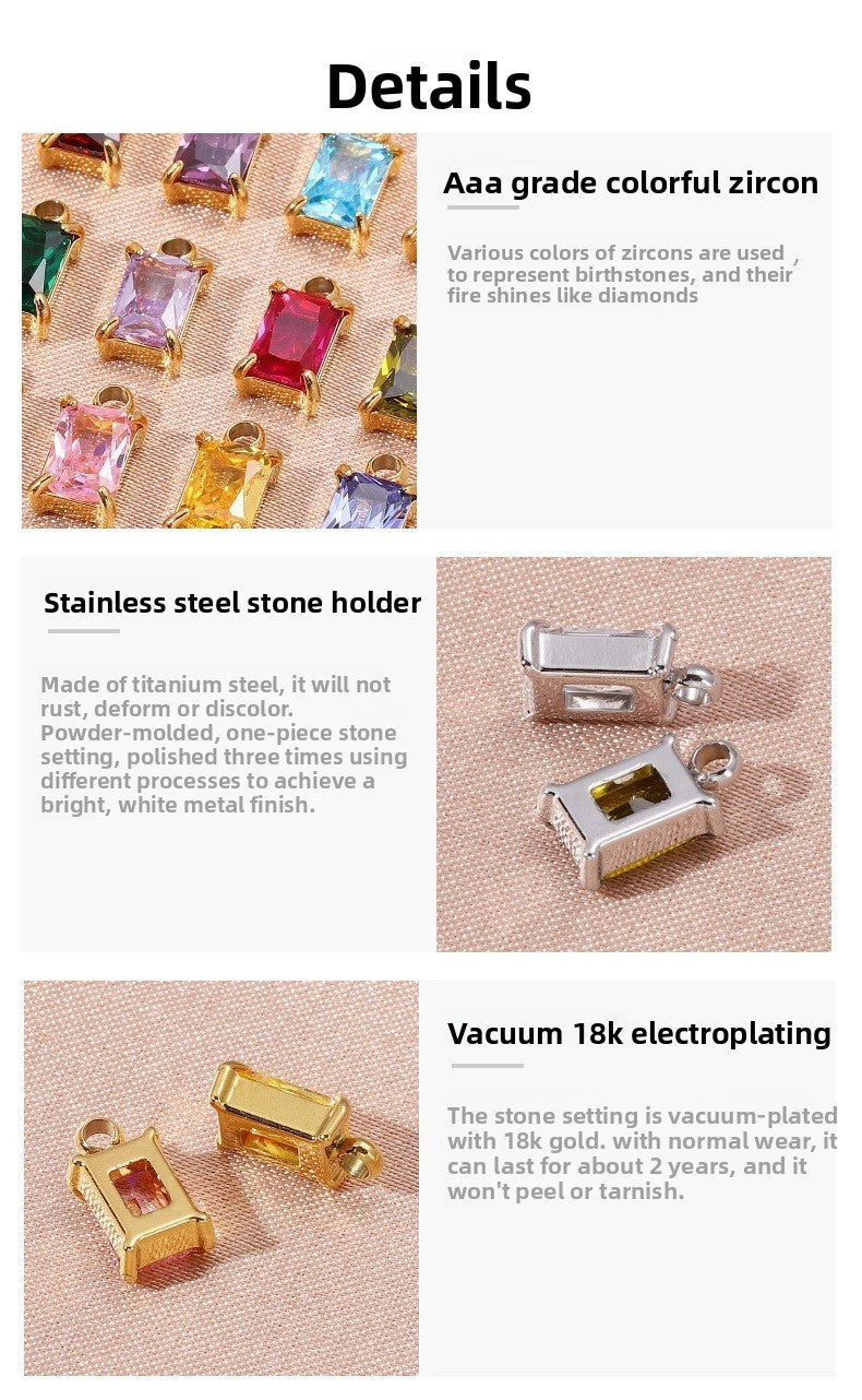 Elegant Rectangle Love Charms Jewelry Accessories In Golden 316L Stainless Steel