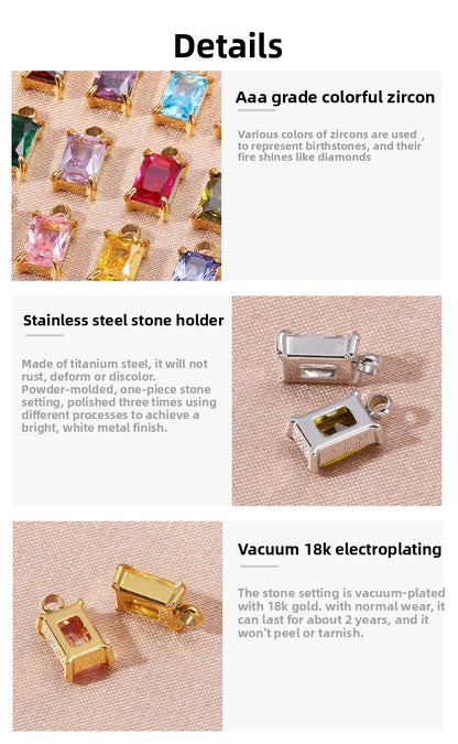 Elegant Rectangle Love Charms Jewelry Accessories In Golden 316L Stainless Steel