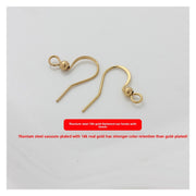 18K Gold Titanium Steel Ear Hook with Bead, 1 Piece