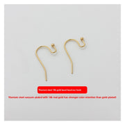 18K Gold Titanium Steel Ball Head Ear Hook, 1 Piece