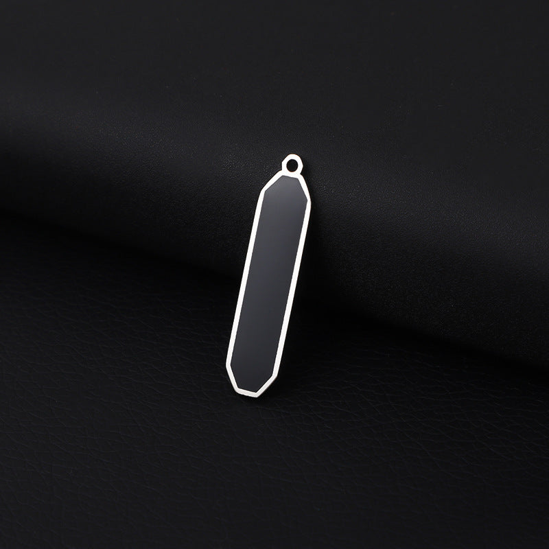 Rectangle Enamel Pendant For Love Charms In Black