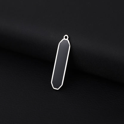 Rectangle Enamel Pendant For Love Charms In Black