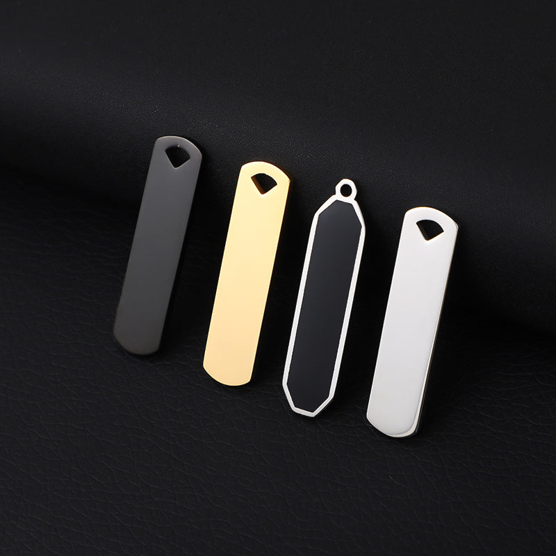 Rectangle Enamel Pendant For Love Charms In Black