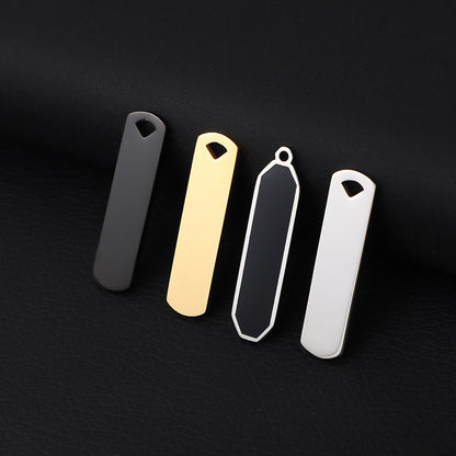 Rectangle Enamel Pendant For Love Charms In Black