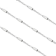 Steel Color 1.5mm+2mm Flat Cross Clip Round Tube Chain