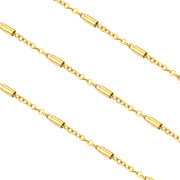 18K Gold 1.5mm+2mm Flat Cross Clip Round Tube Chain