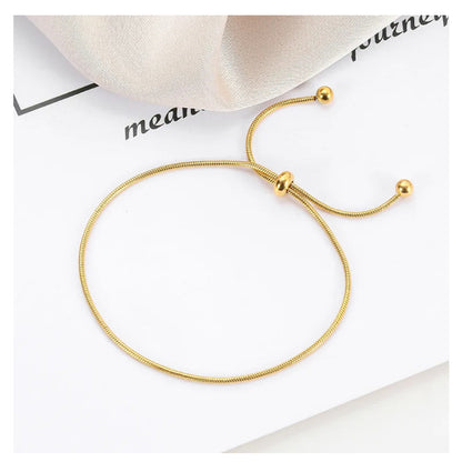 Snake Pattern Titanium Steel Bracelet For Women With Love Charms In Golden